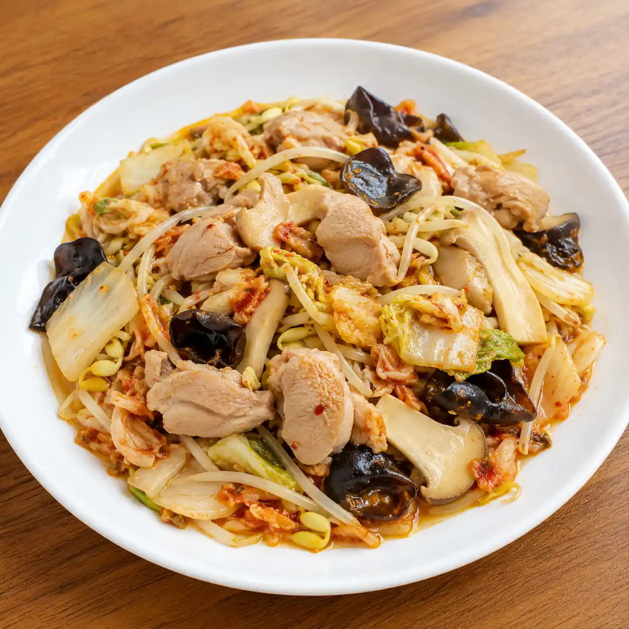 韓式泡菜去皮雞腿豆芽炒