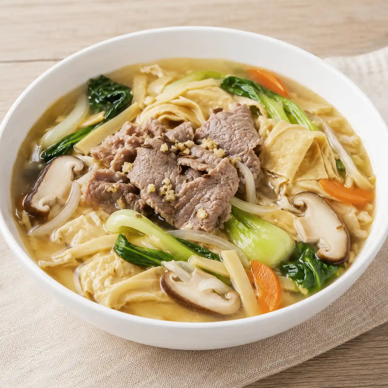 蒜香孜然瘦牛豆皮湯菜