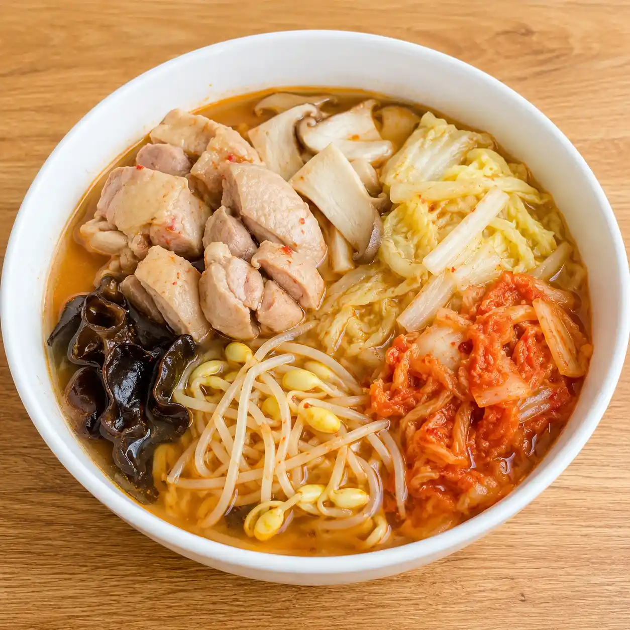泡菜去皮雞腿黃豆芽湯菜碗