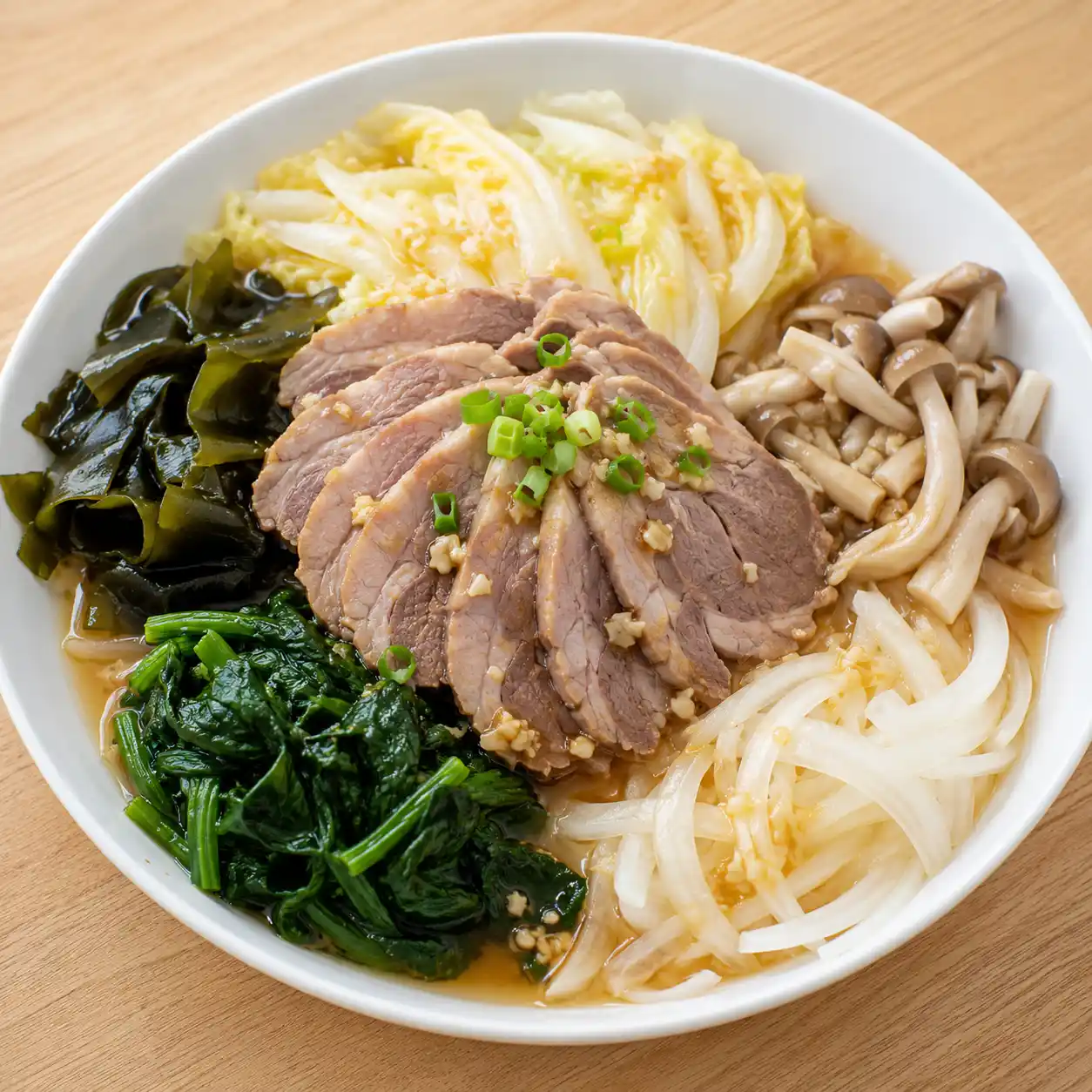 味噌豬腱冷切菇菜盤