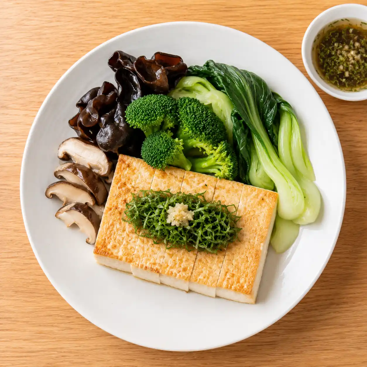 紫蘇梅醋豆腐菇菜盤