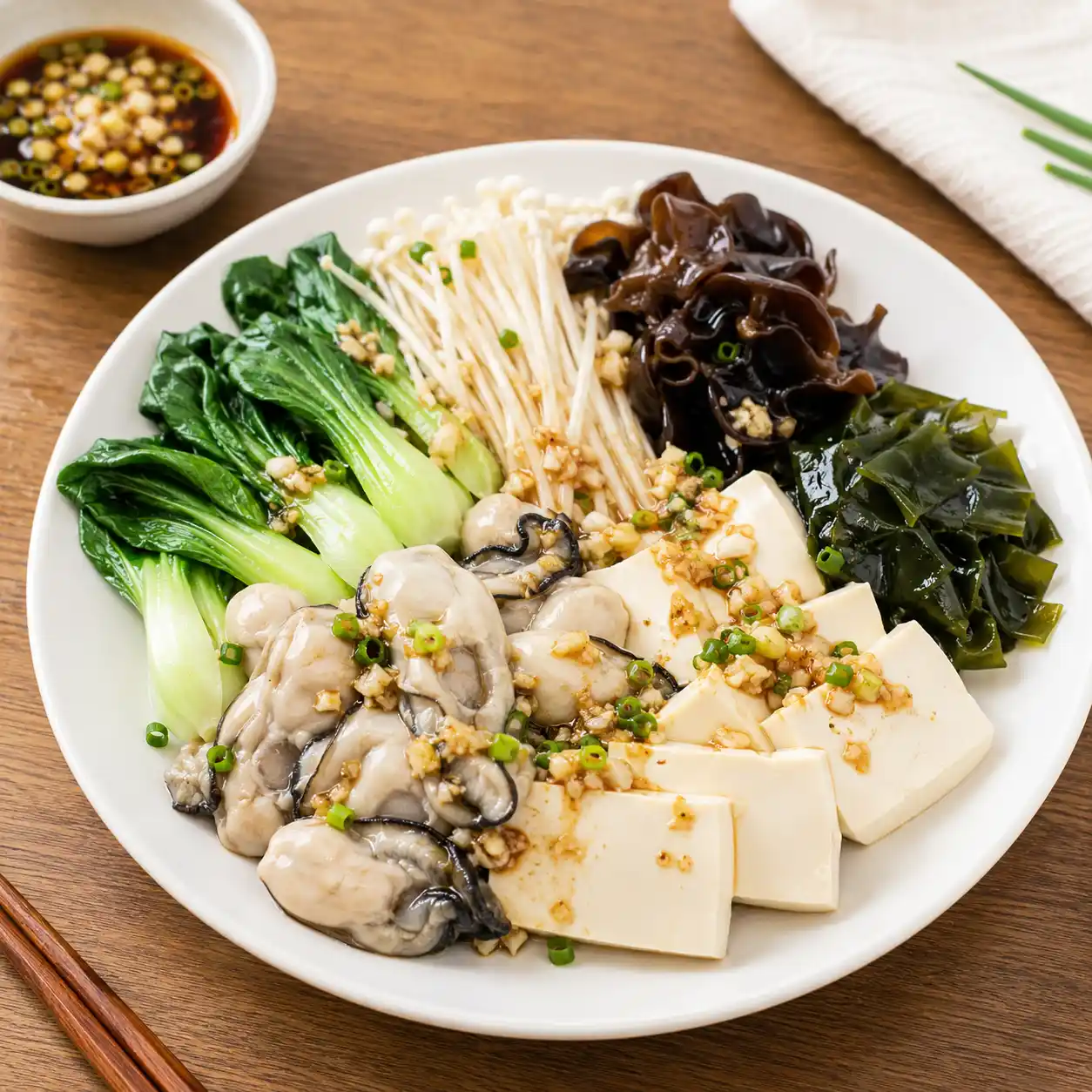 黑醋蒜香豆腐鮮蚵盤