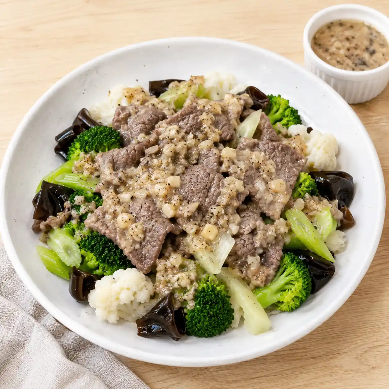 黑胡椒蘑菇碎牛肉沙拉醬