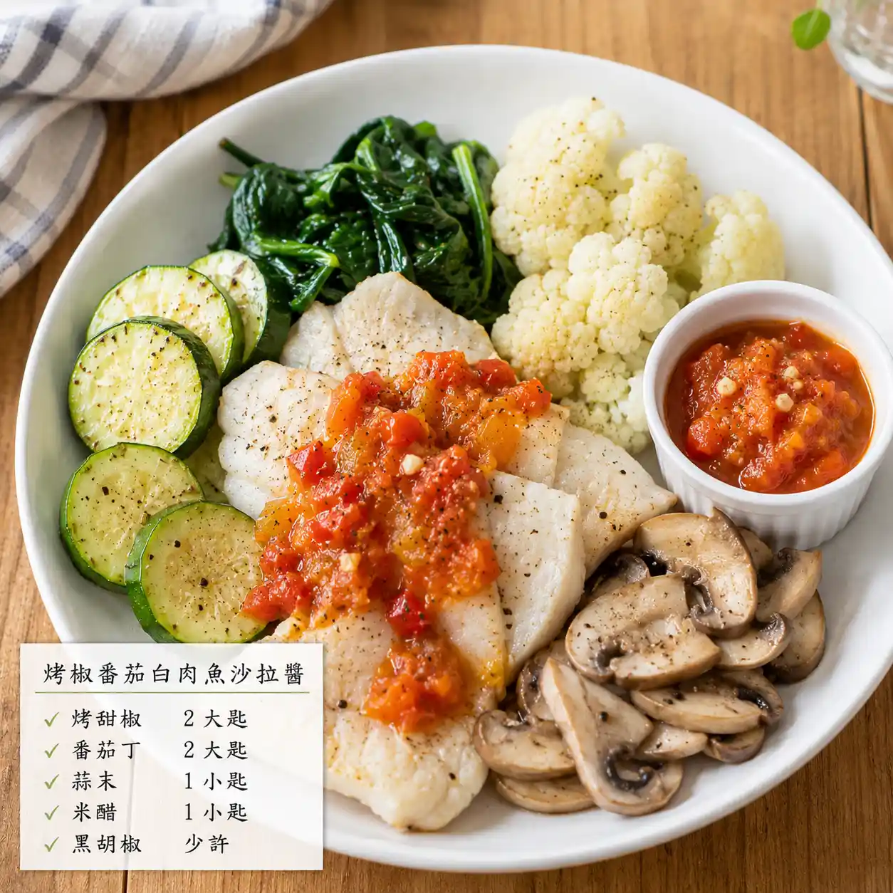 烤椒番茄白肉魚沙拉醬
