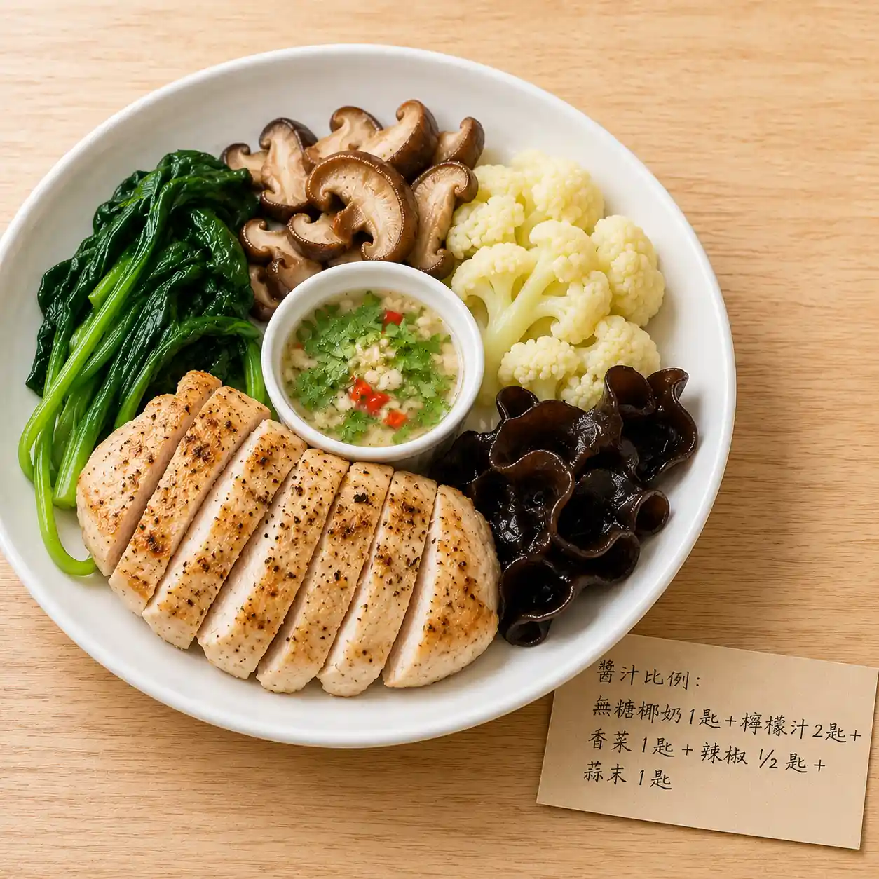泰式椰檸雞胸菠菜盤