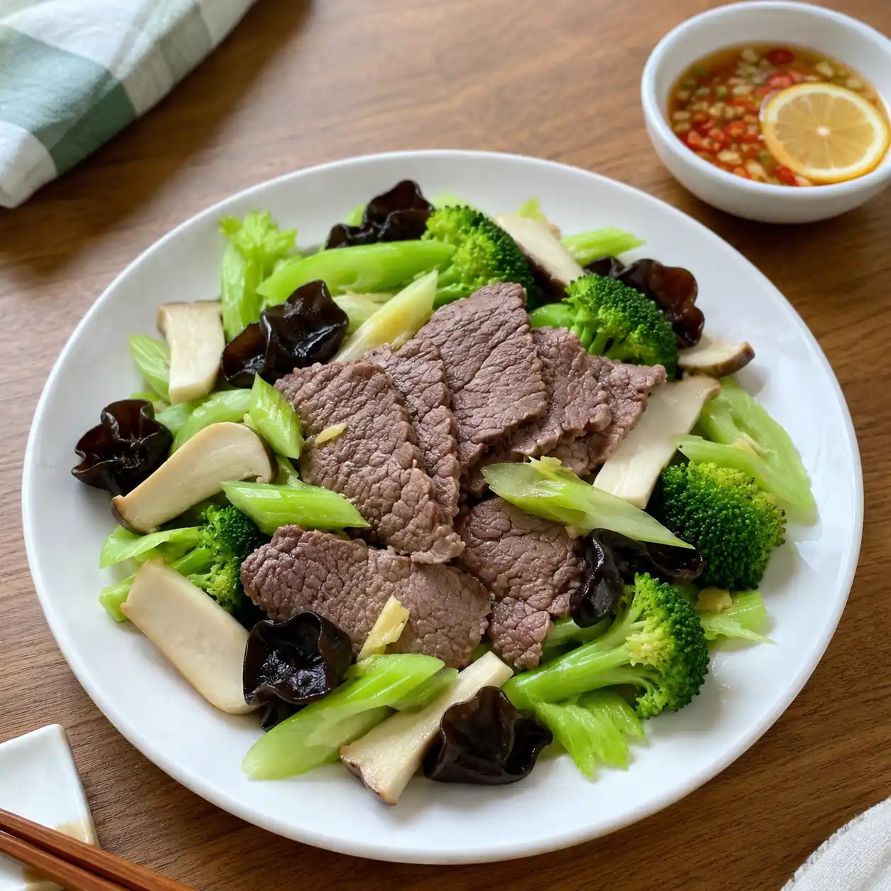 南薑檸檬牛肉菇菜盤
