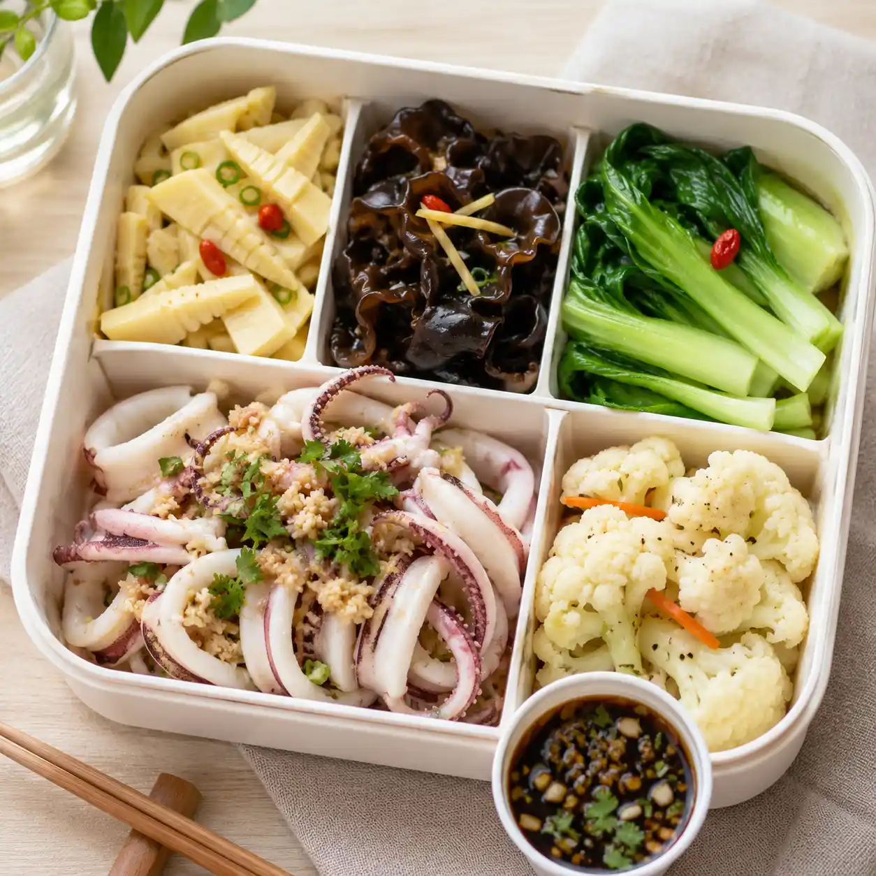 黑醋蒜香花枝便當