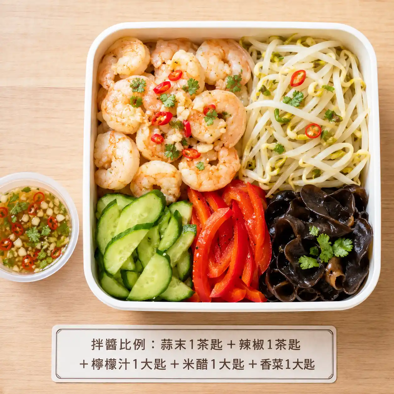 蒜辣蝦仁豆芽便當