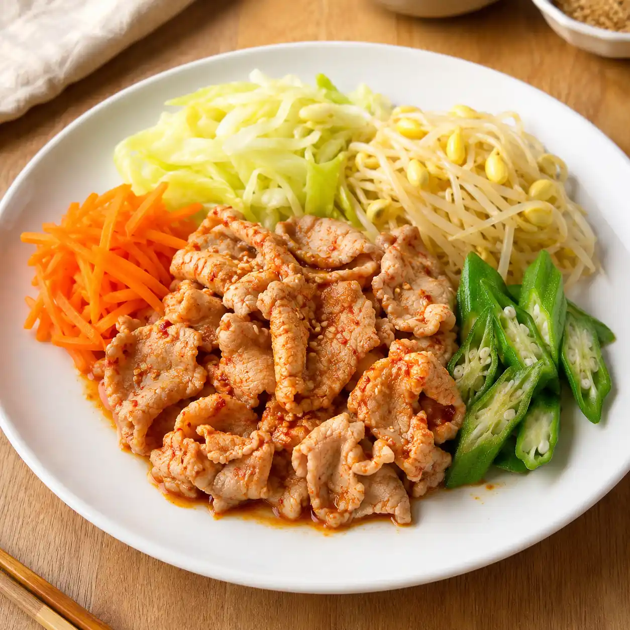 韓式辣芝麻瘦肉豆芽盤