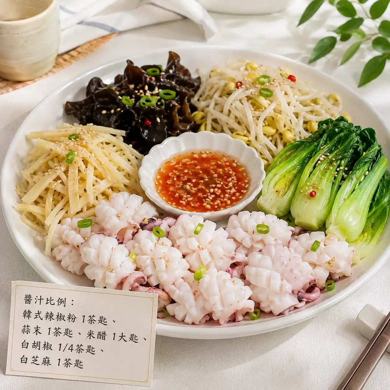 韓式蒜辣花枝筍絲盤