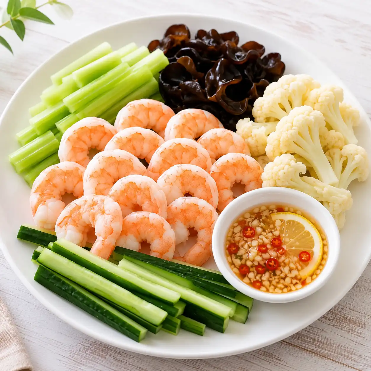 蒜辣蝦仁蔬菜棒冷盤