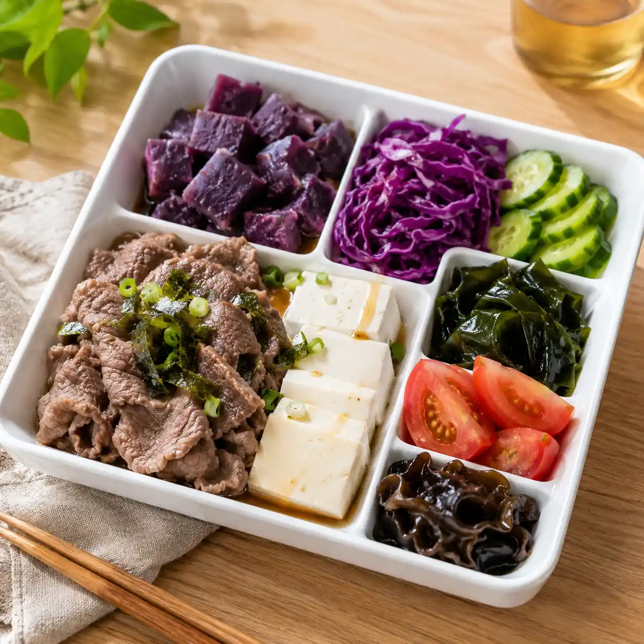 昆布牛肉紫薯紫甘藍冷熱盒