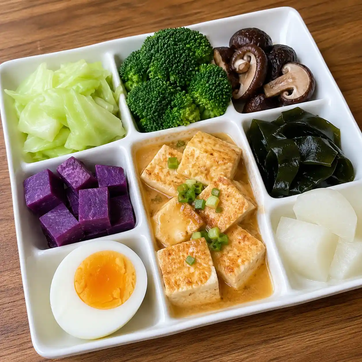味噌豆腐蛋紫薯青菜餐盒