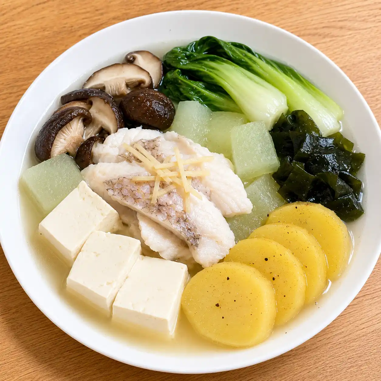 薑絲魚片馬鈴薯冬瓜湯盤