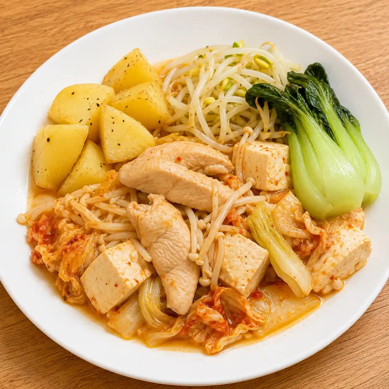 泡菜雞柳馬鈴薯豆芽盤