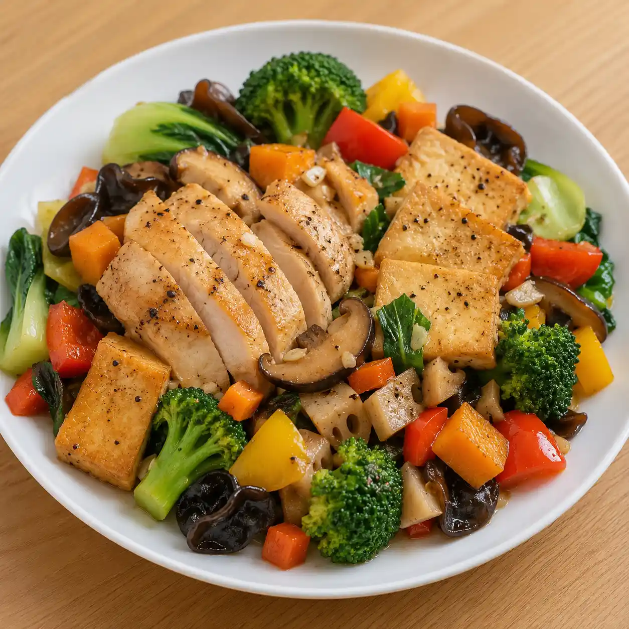 蒜香雞胸豆腐蓮藕南瓜主菜