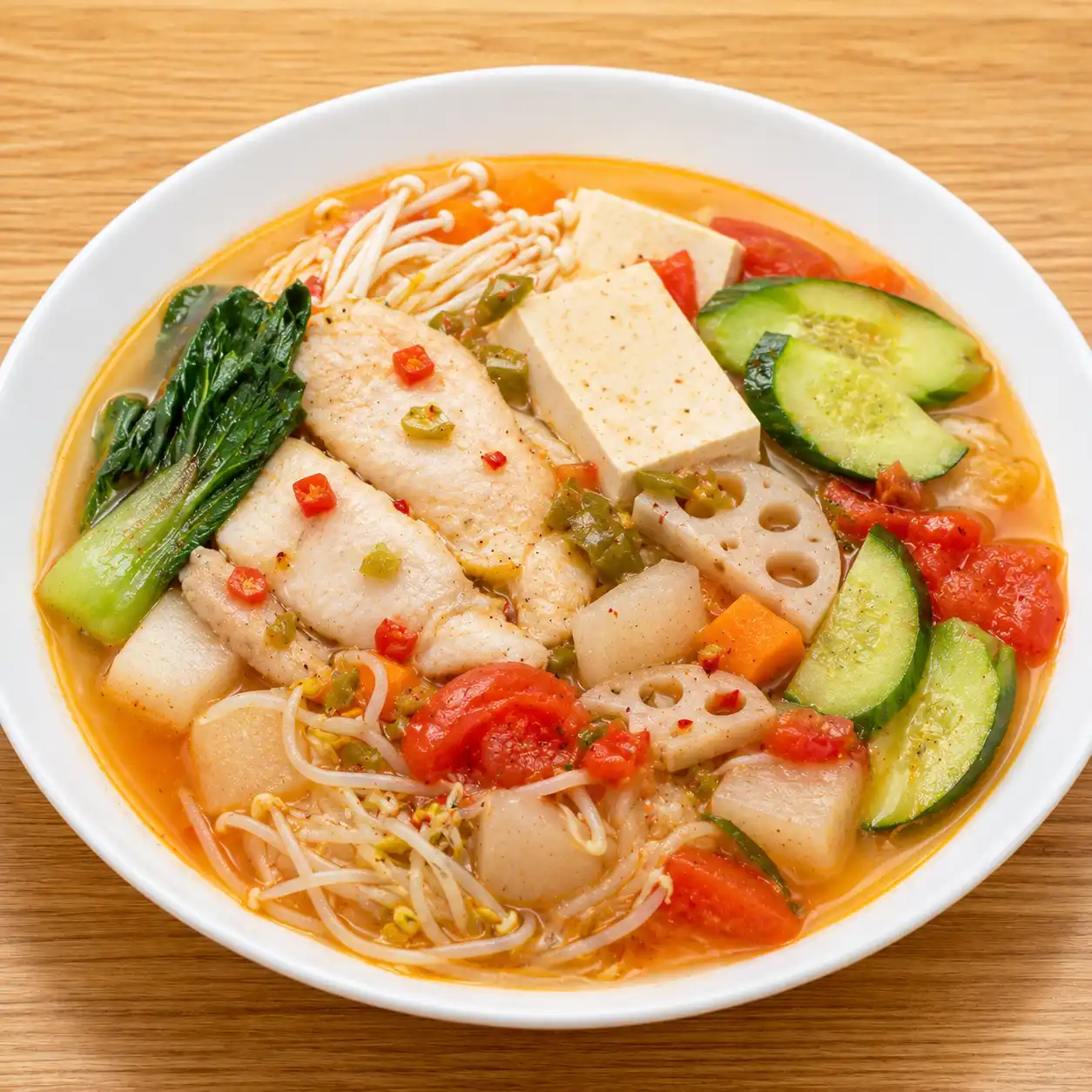 泡椒魚片豆腐白蘿蔔蓮藕主菜