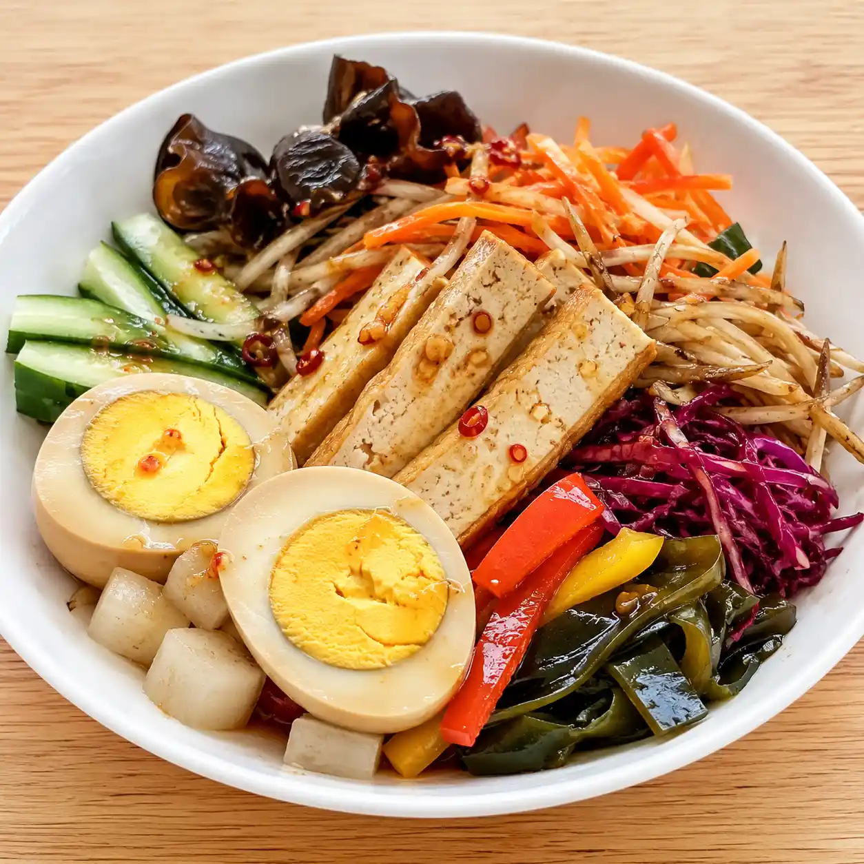 梅醋蛋豆干牛蒡根纖冷主菜