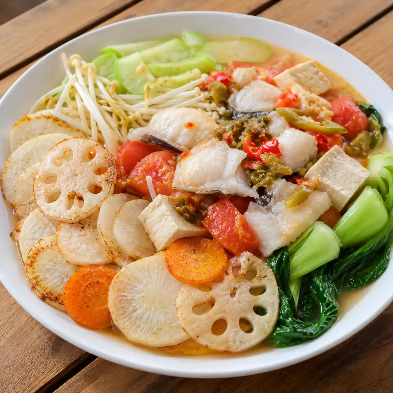 泡椒魚片蓮藕白蘿蔔薄片酸鍋