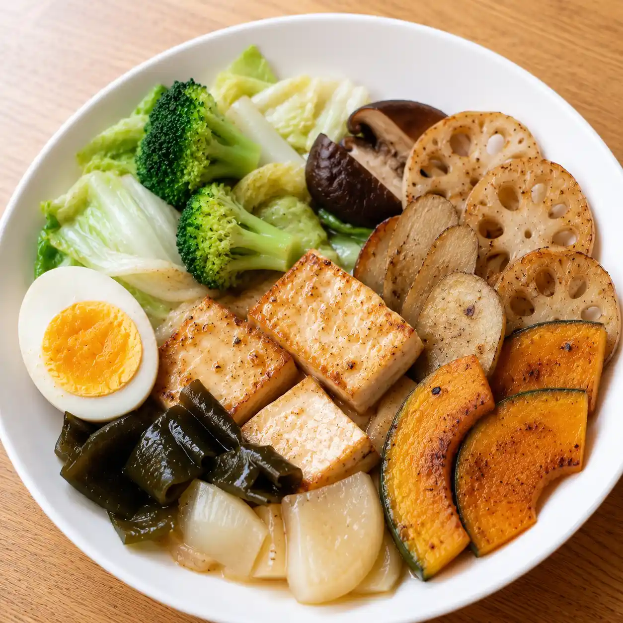 味噌豆腐蛋牛蒡薄片烤菜盤