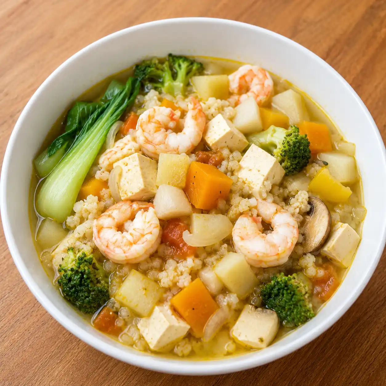 咖哩蝦仁南瓜根莖湯飯