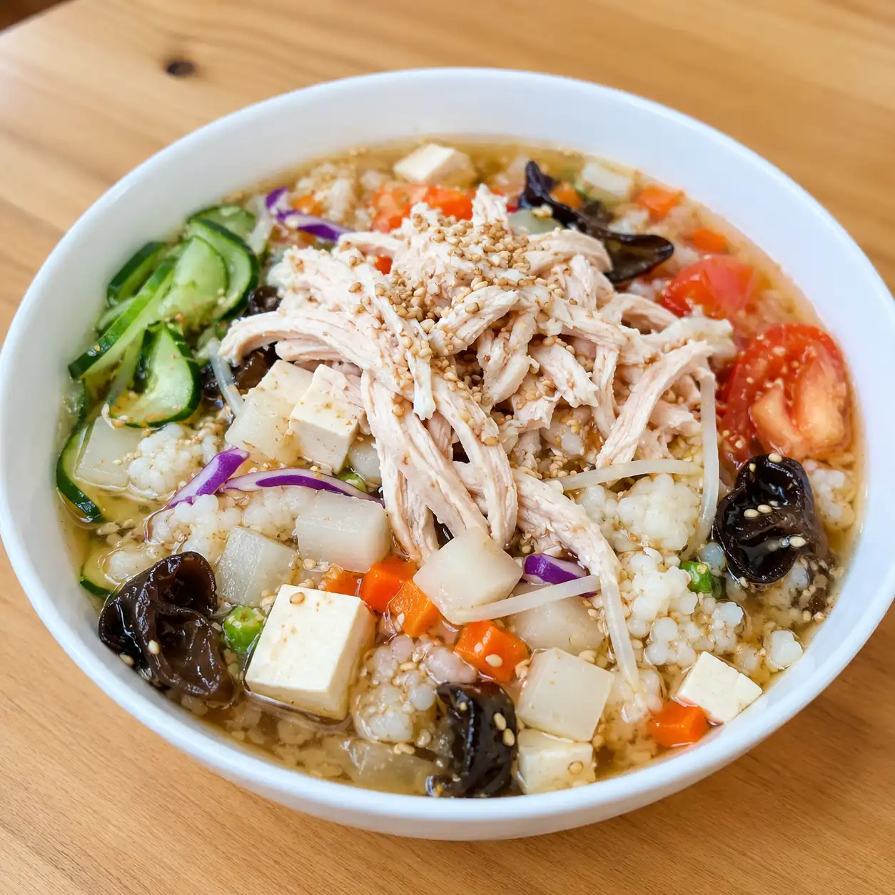 胡麻雞絲山藥豆腐湯飯冷熱碗