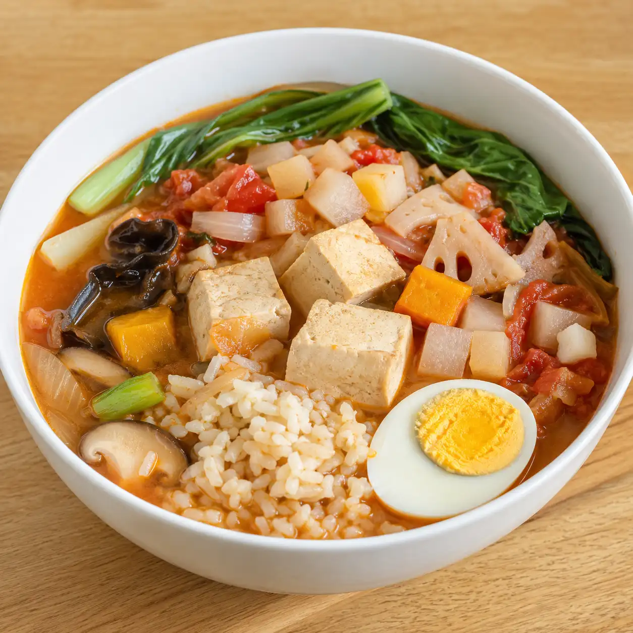 紅燒番茄豆腐蓮藕根菜湯飯