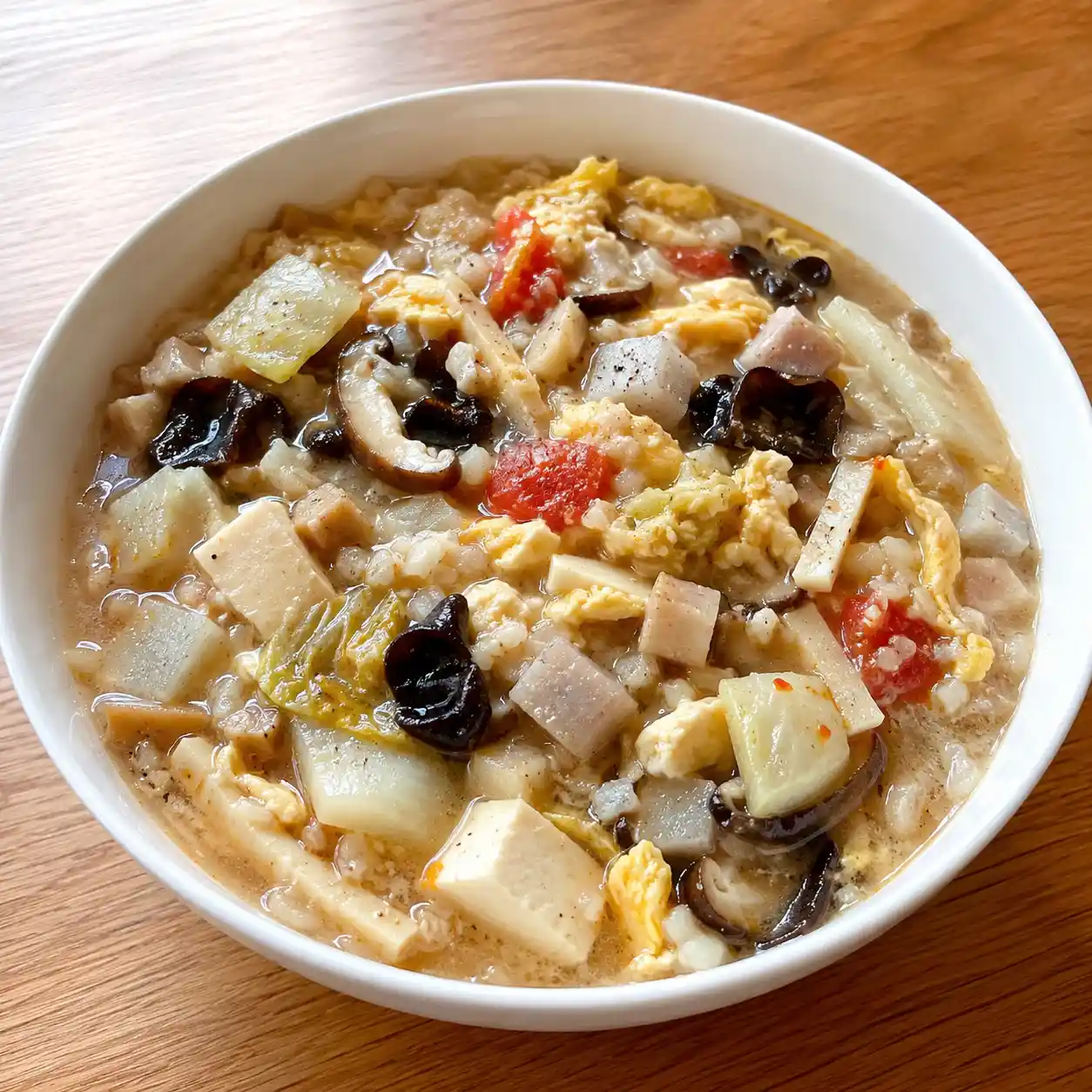 酸辣蛋花木耳芋頭湯飯感