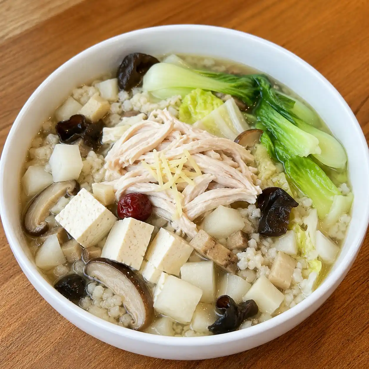 藥膳雞絲山藥牛蒡湯飯碗