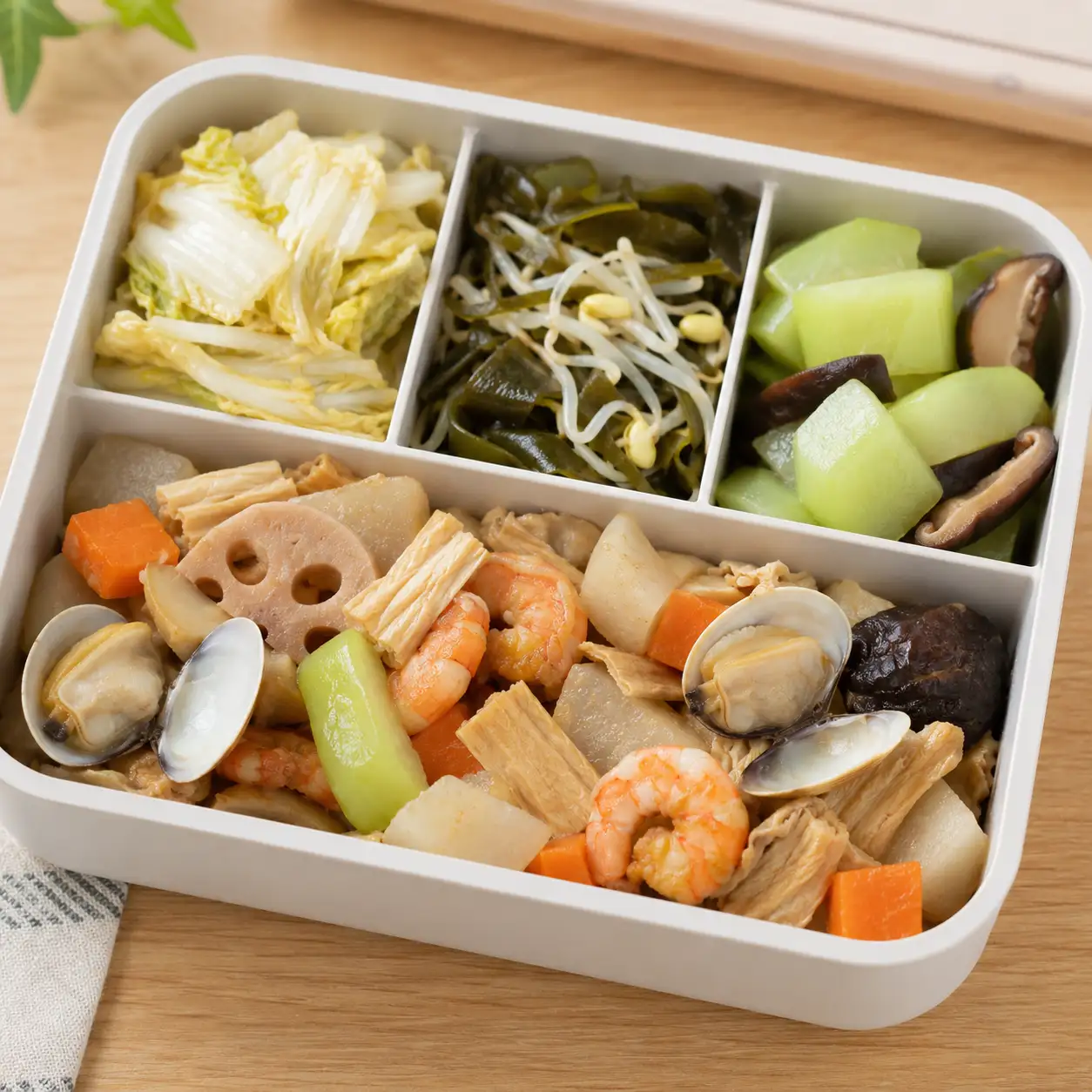 海鮮豆皮白蘿蔔瓠瓜便當