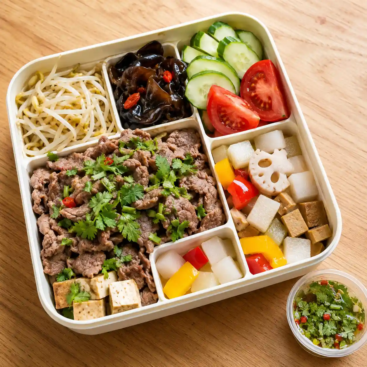 香菜牛肉蓮藕白蘿蔔便當