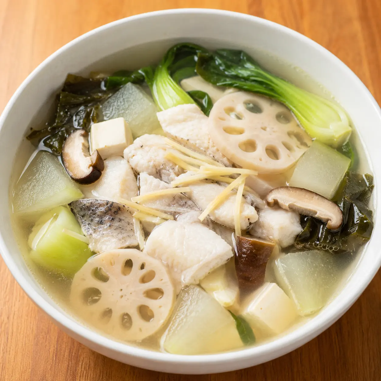 薑絲魚片蓮藕冬瓜清湯餐