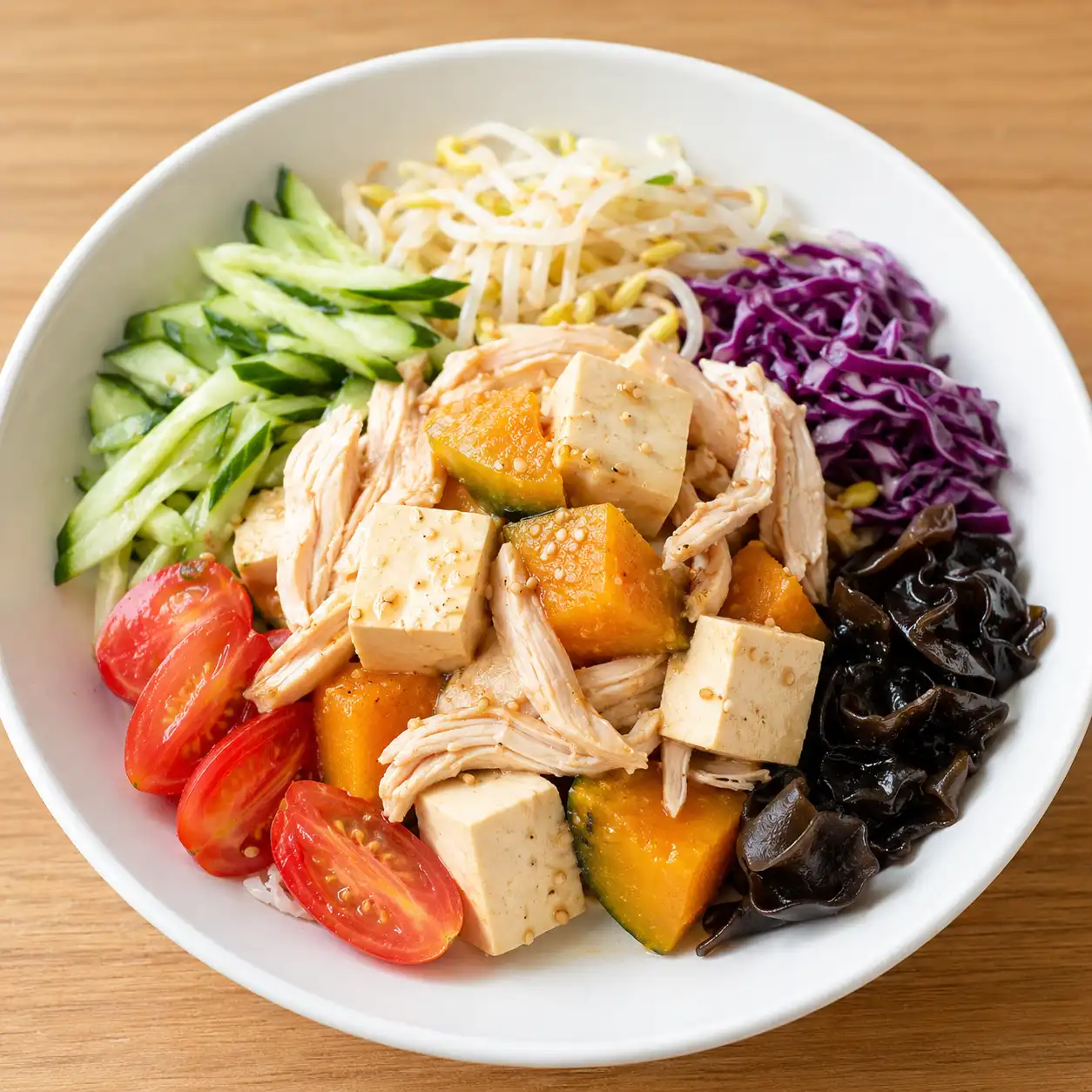 胡麻雞絲南瓜豆腐溫拌餐