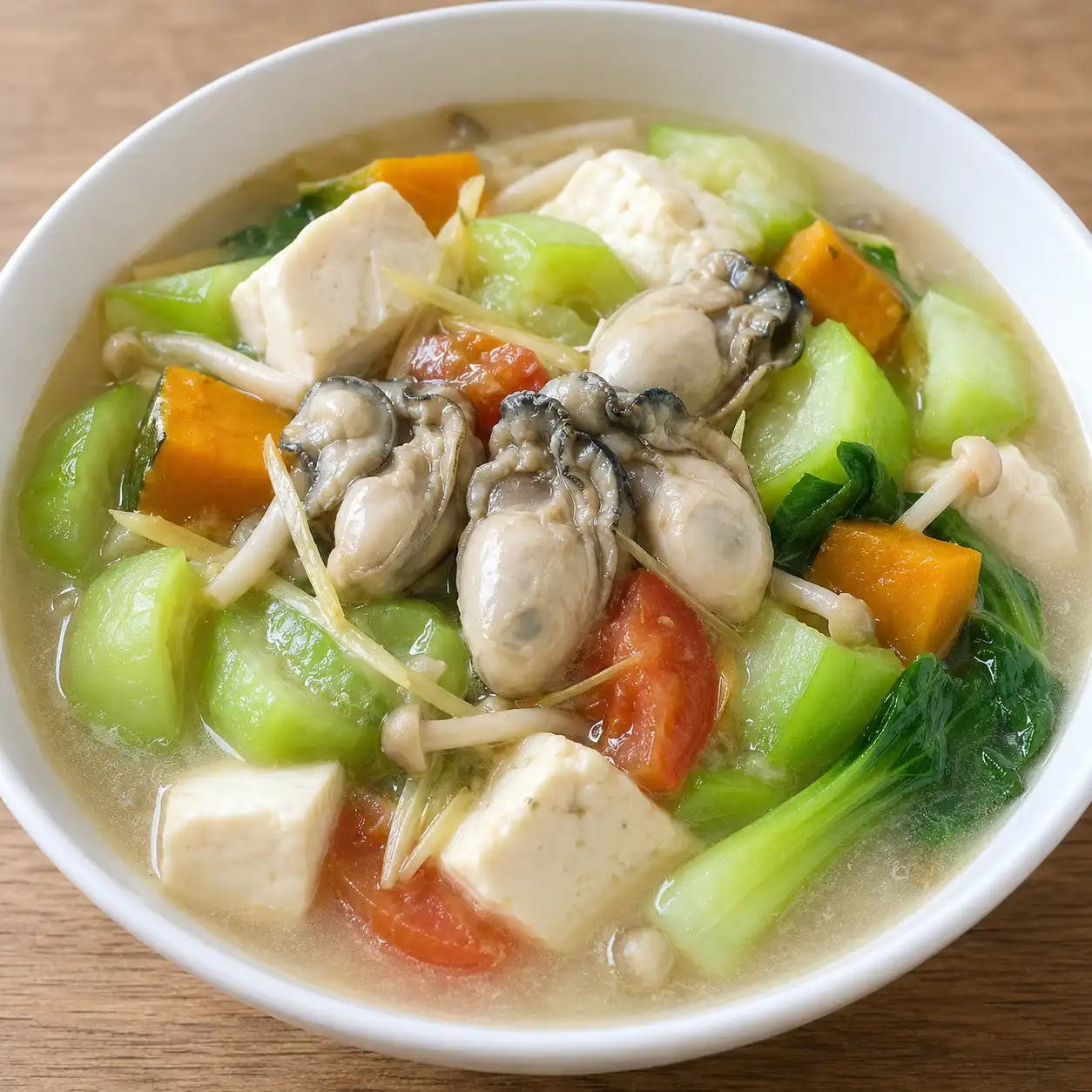 胡椒鮮蚵南瓜絲瓜豆腐燴