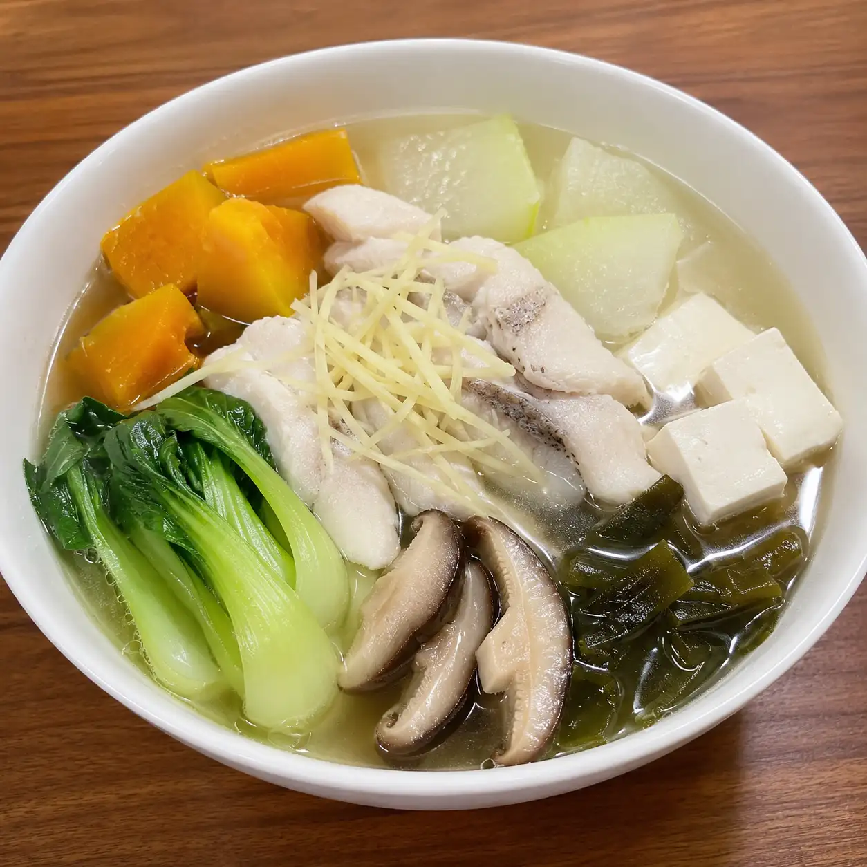 薑絲魚片南瓜冬瓜清湯餐