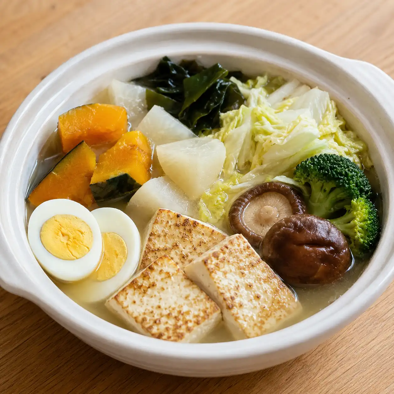 味噌豆腐蛋南瓜青菜鍋