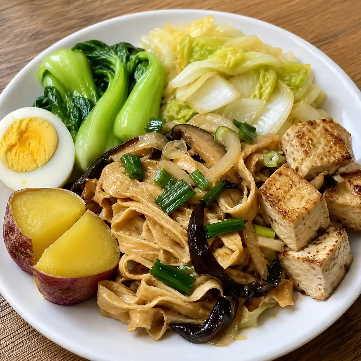 蔥燒豆皮地瓜白菜豆腐餐