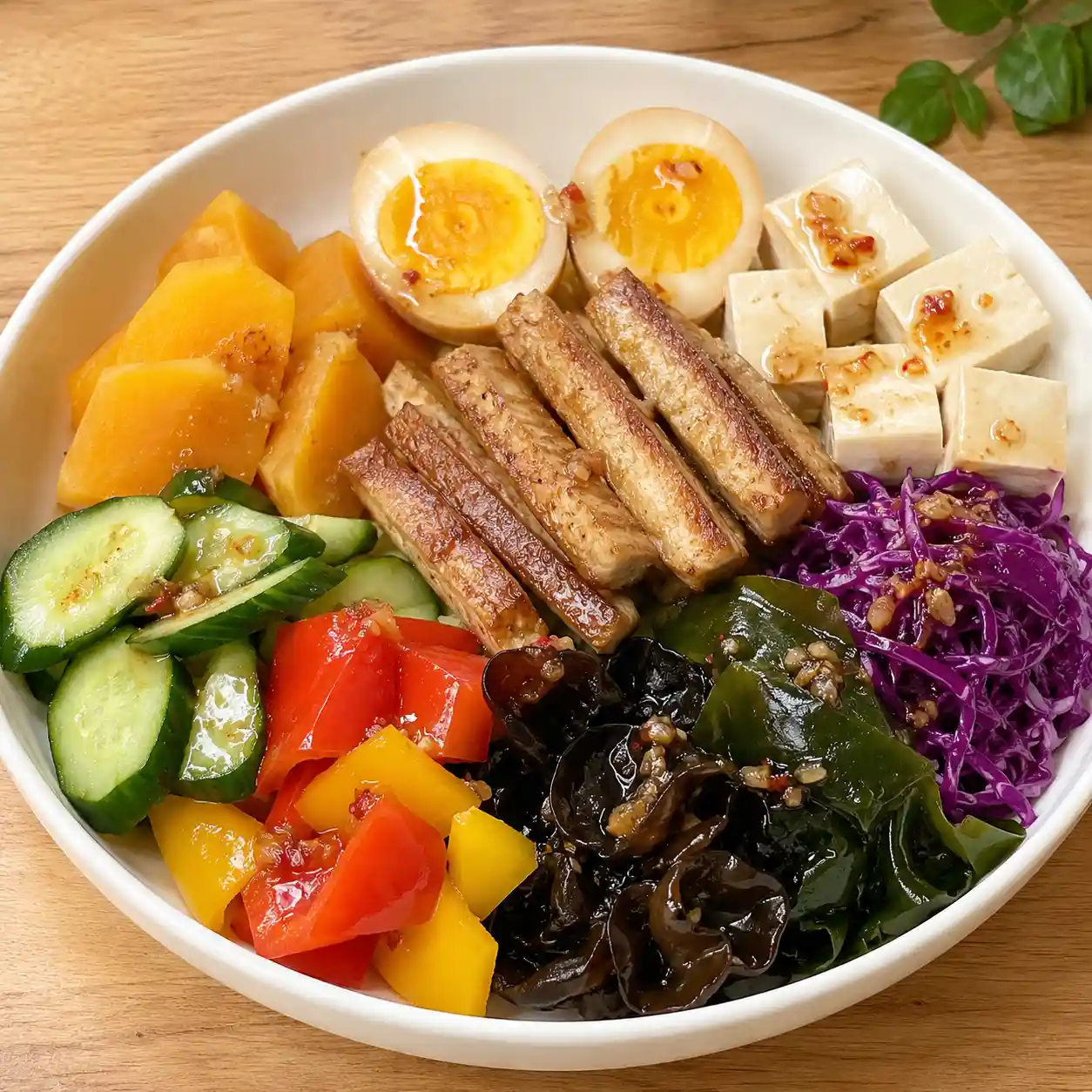 梅醋蛋豆干地瓜彩蔬冷餐