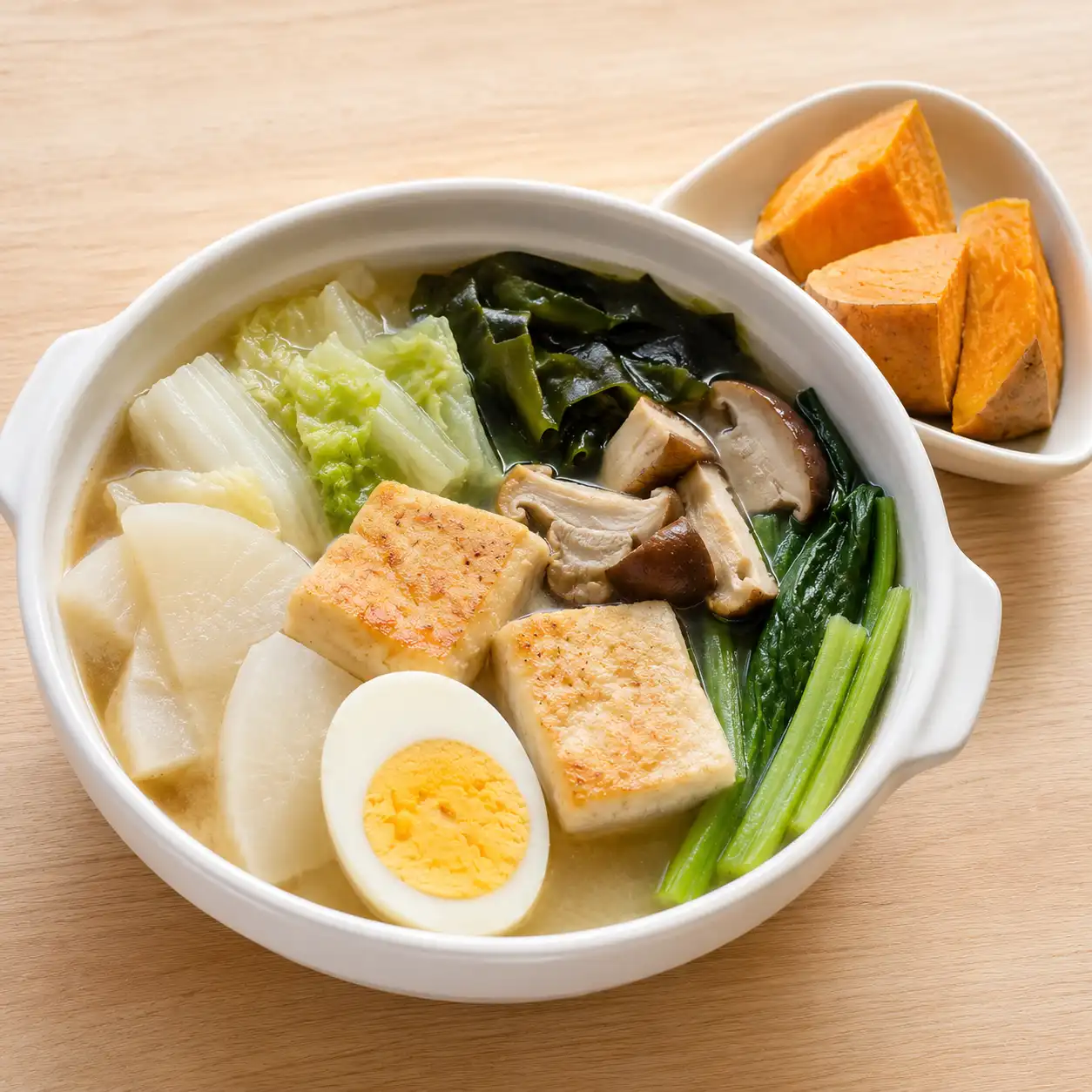 味噌豆腐蛋地瓜青菜鍋