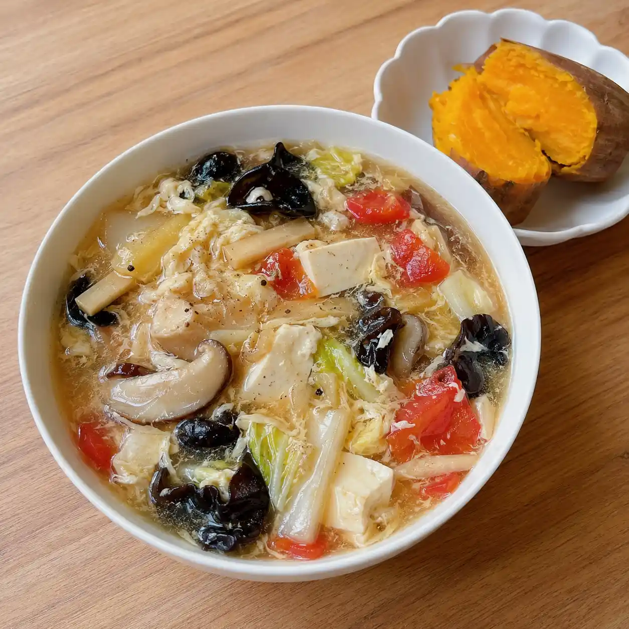 酸辣木耳蛋豆腐地瓜羹感餐