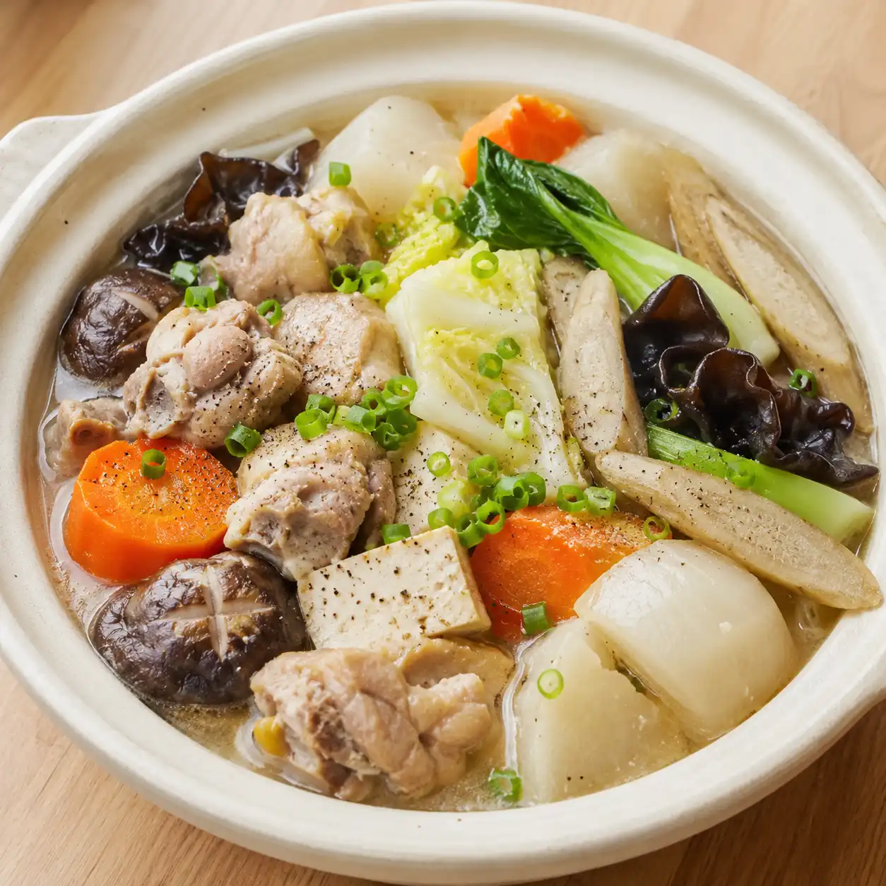 白胡椒雞肉牛蒡紅蘿蔔蘿蔔煲