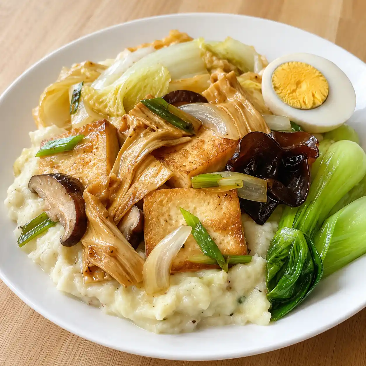 蔥燒豆皮馬鈴薯豆腐泥白菜盤