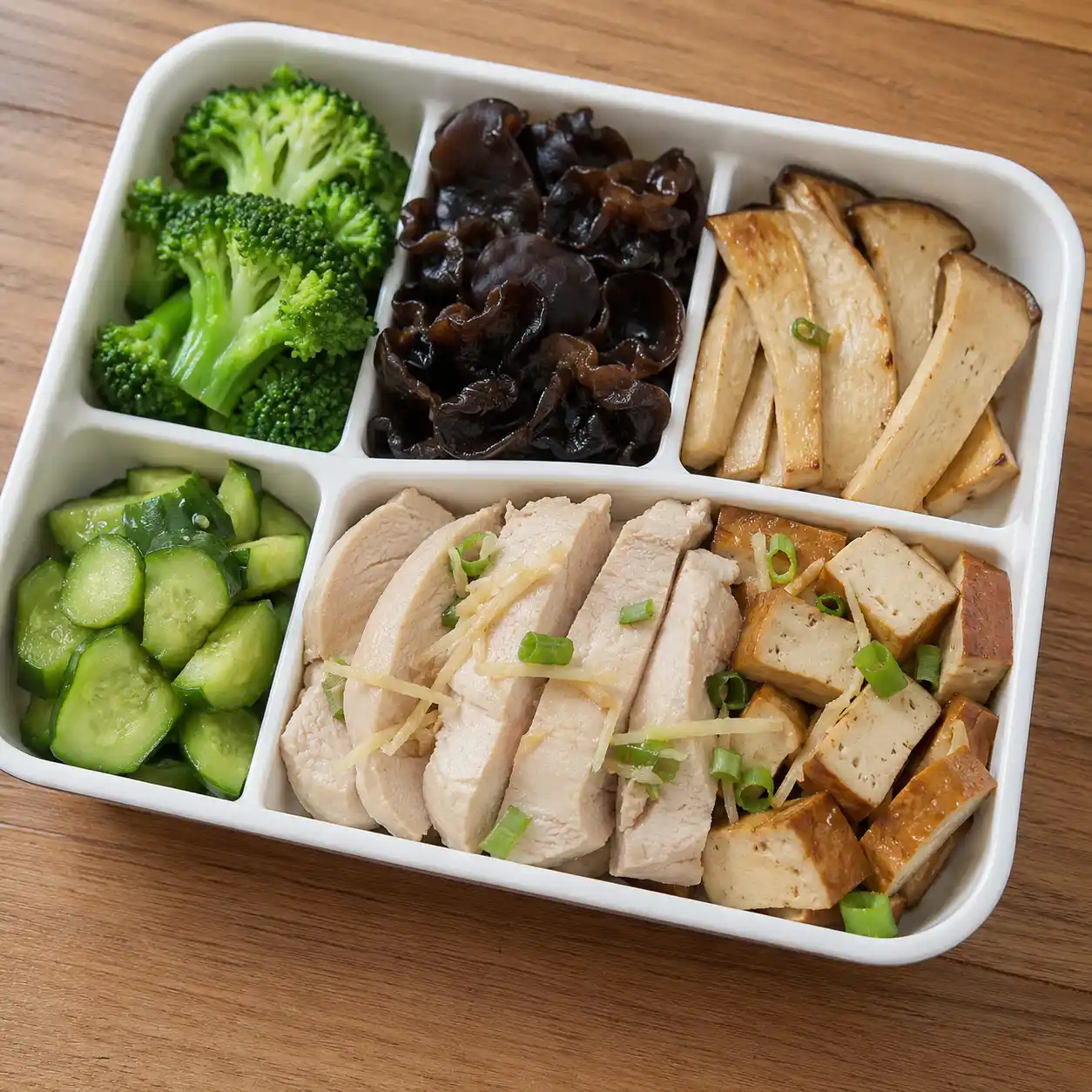 低油薑蔥雞胸豆干便當