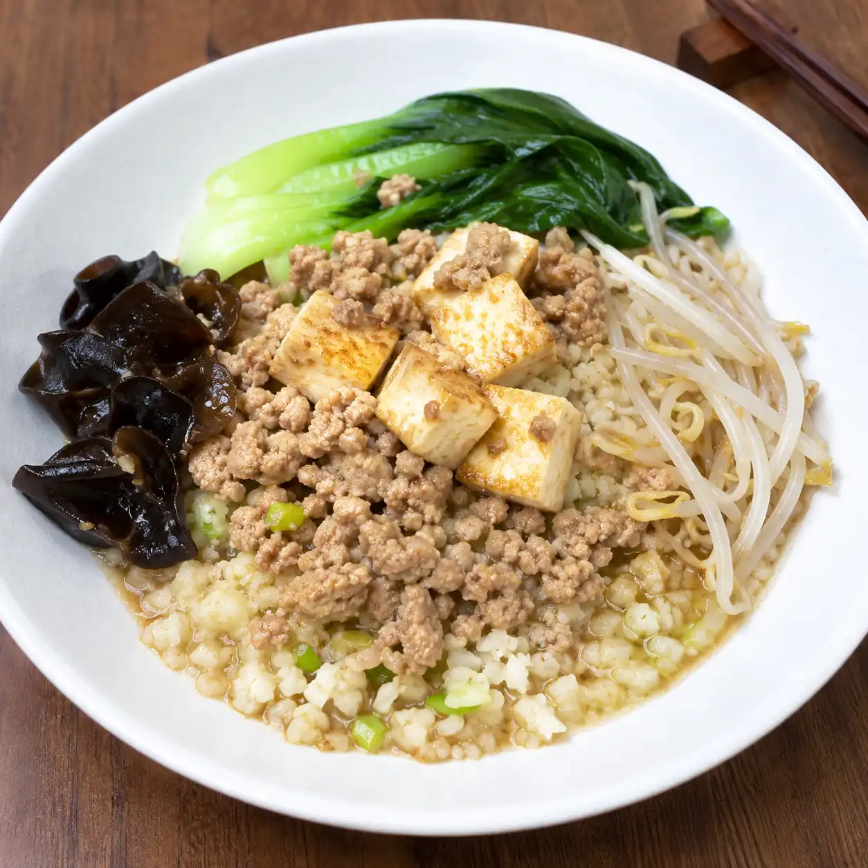 味噌昆布肉末豆腐花椰米