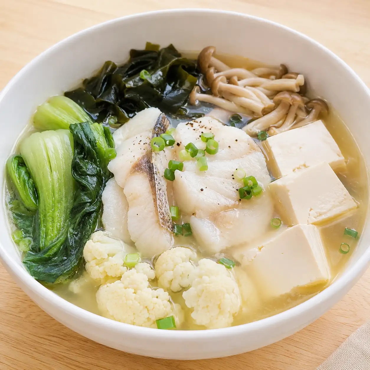 味噌白滷魚片豆腐湯碗