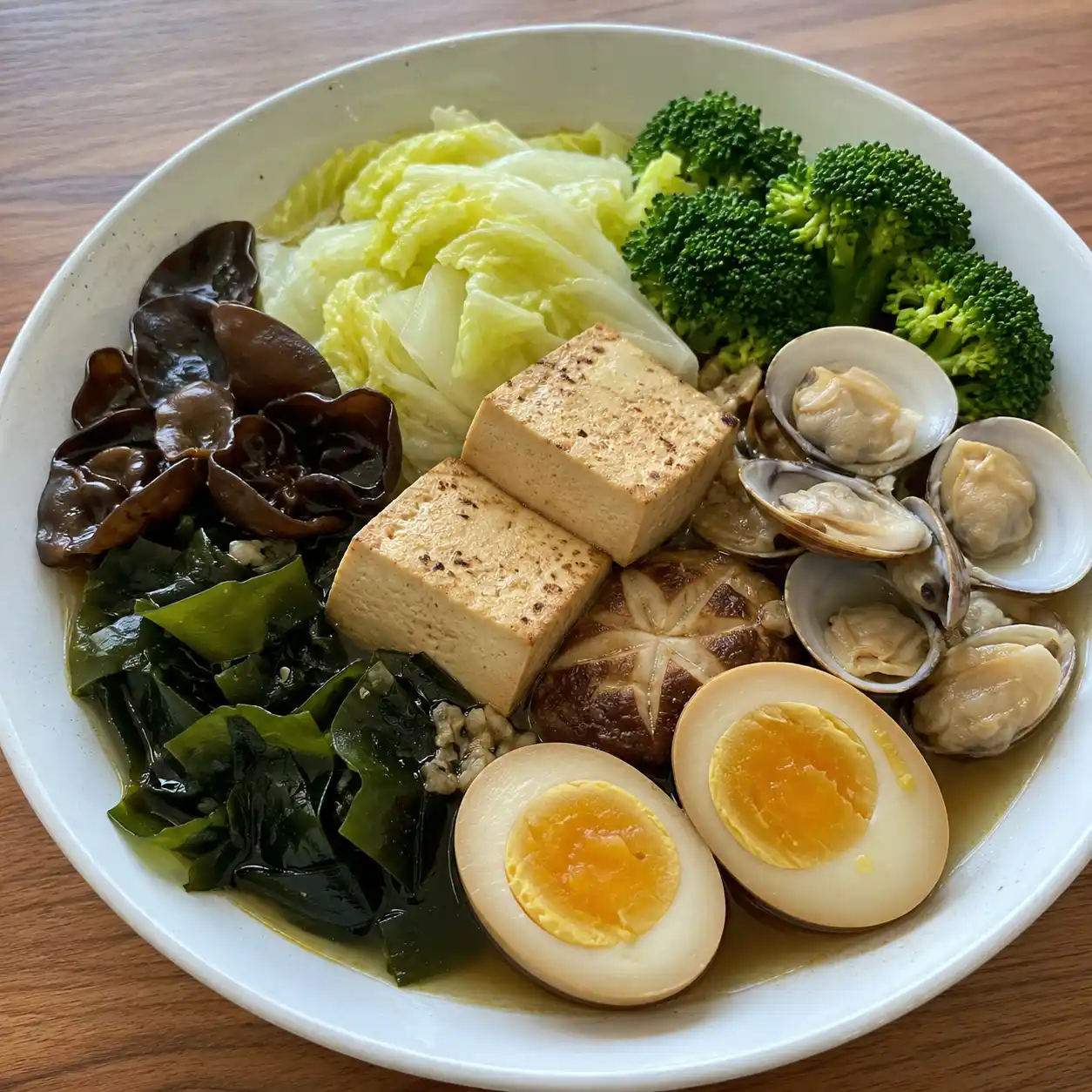 香菇昆布蛤蜊豆腐滷蛋