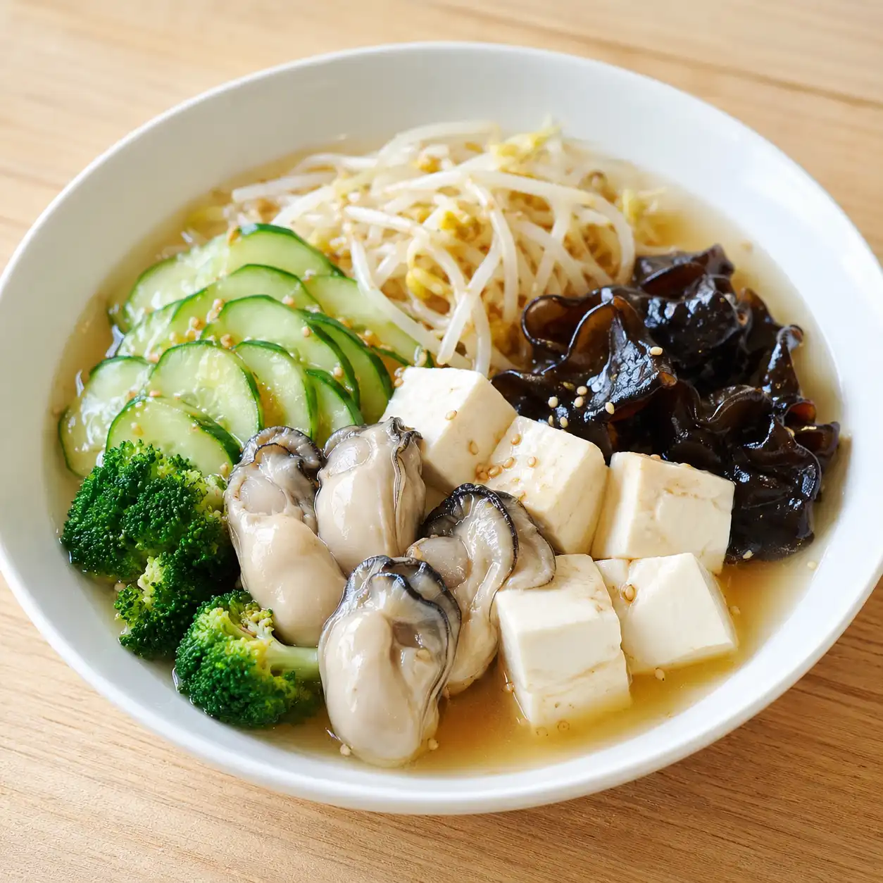 胡麻米醋鮮蚵豆腐溫沙拉湯