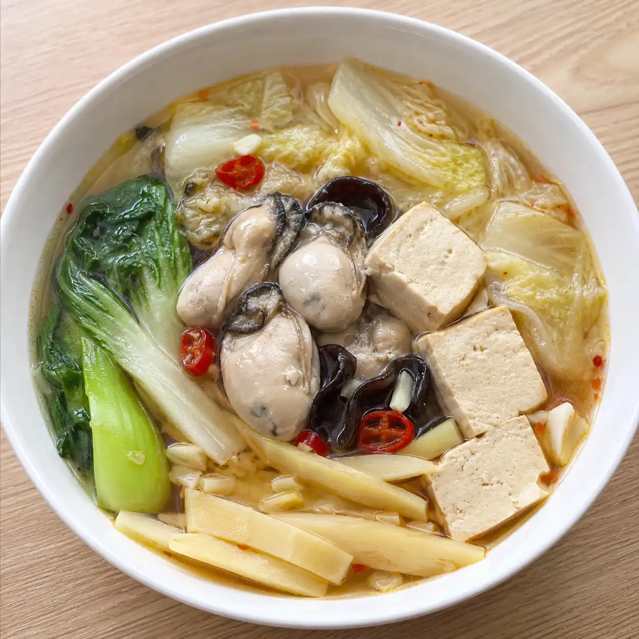 薑蒜辣鮮蚵豆腐短滷湯