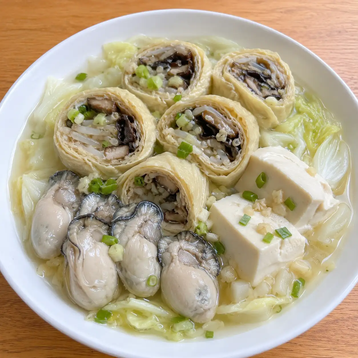 鮮蚵豆腐蔬菜卷滷湯
