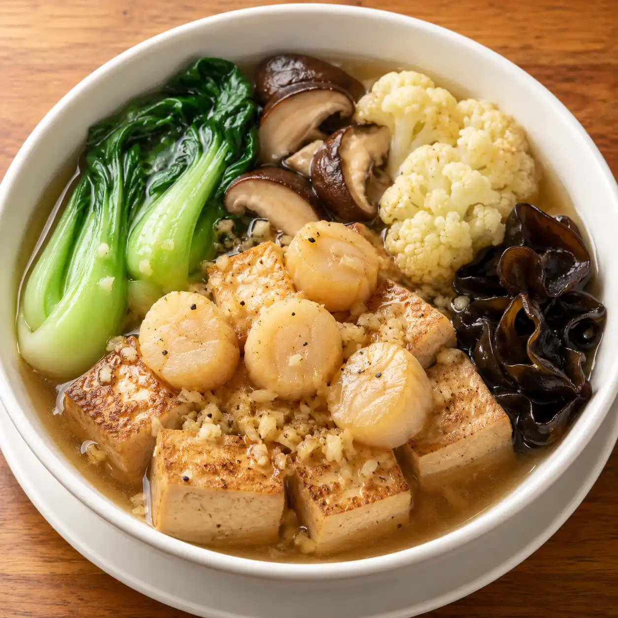 蒜蓉胡椒豆腐干貝滷盅